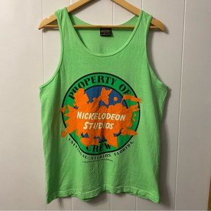 Vintage 1990 Nickelodeon Universal Studios Promo Slime Shirt Bright Green Tank
